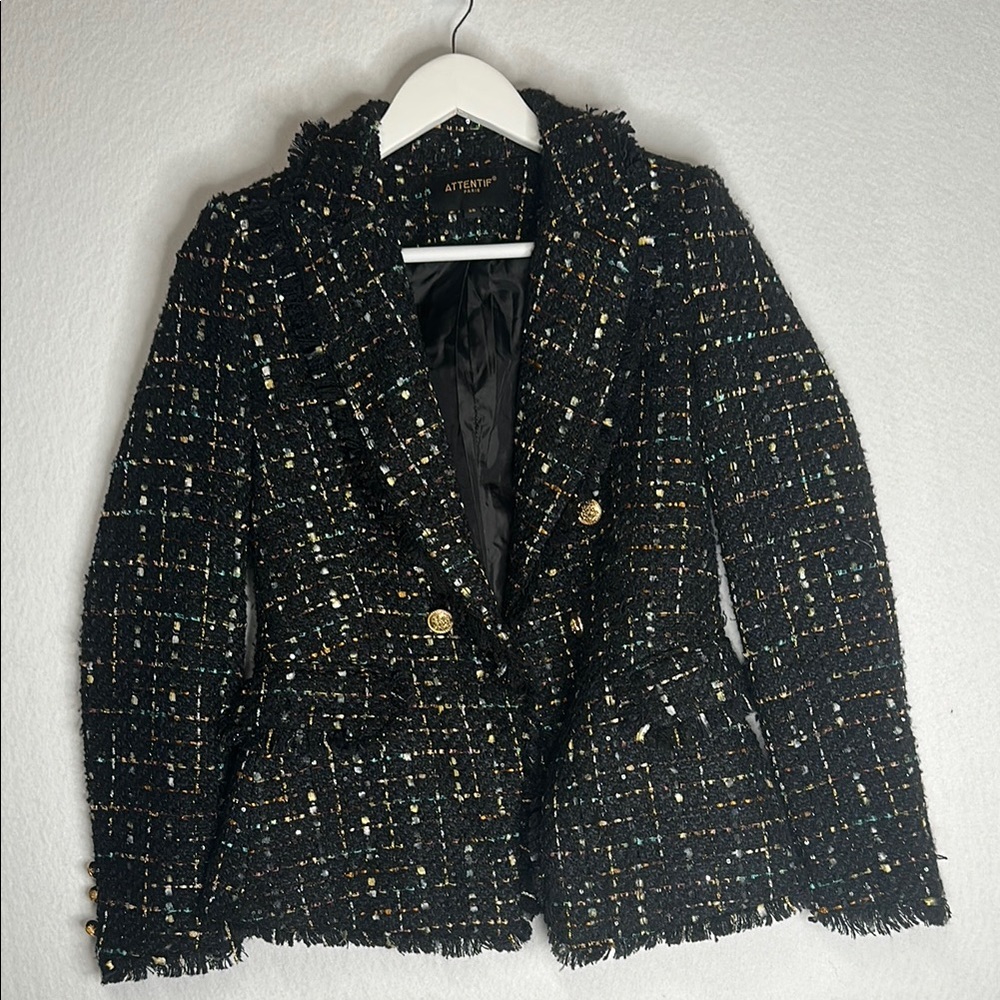 Attentif Paris Sparkle Houndstooth Blazer Jacket | 36
